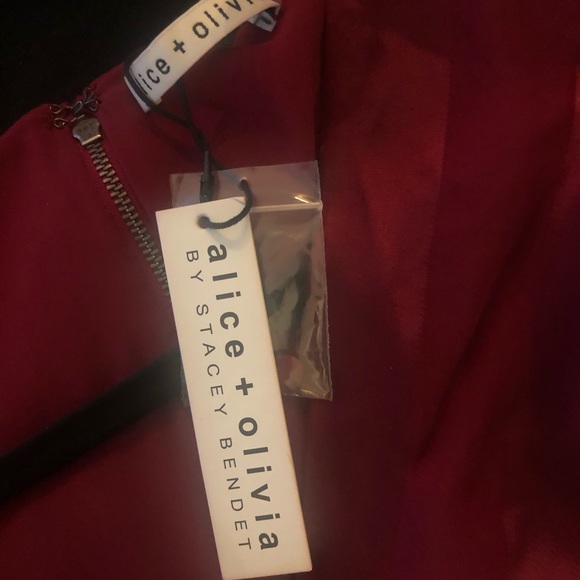 NWT $495 Alice + Olivia Santina Tuck Sleeve Mini Dress in Red - sizes 2 and 4! - Picture 9 of 9